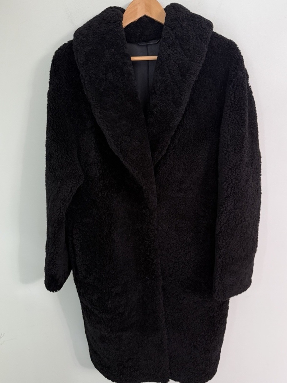 NWT Jenni Kayne Long Shearling Yves Shawl Coat Black Size Medium $1895